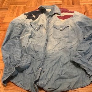 Denim & supply. Ralph Lauren. Large. Denim button down. Flag detail